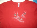 Women's Tee Shirt Embroidered Kitten Trio