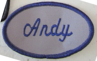 Name Andy Patch Sewn uniform personal patch EMBROIDERED
